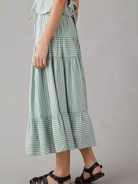 American Eagle AE High-Waisted Multi Striped Maxi Skirt Medium